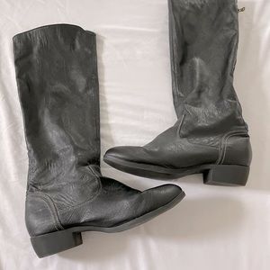 MIA Leather Knee-length Boots w/ Green Zipper